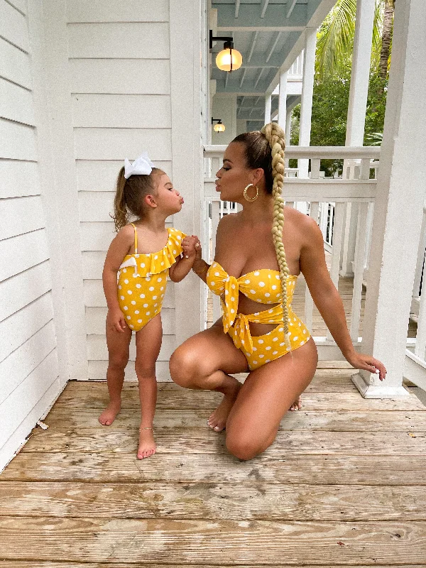 Women's Vintage-Inspired Clothing Beach Breeze Kids Swimsuit Yellow