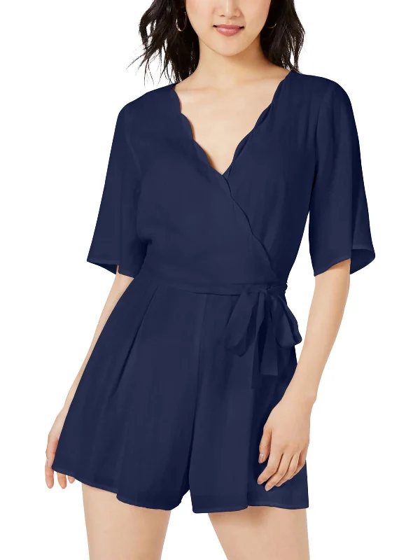 Relaxed Fit Women's Fashion Womens Surplice Short Sleeve Romper