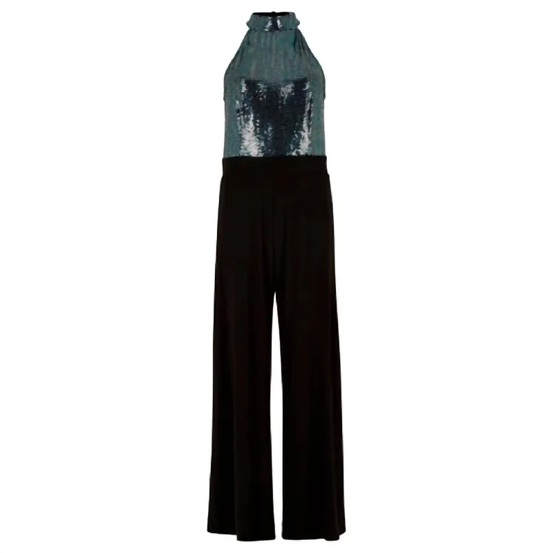 Vintage-Inspired Garments Rainbow Mirrorball Jumpsuit In Black