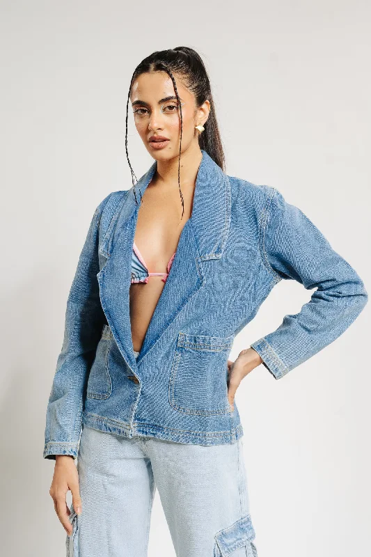 Single Breasted Denim Blazer