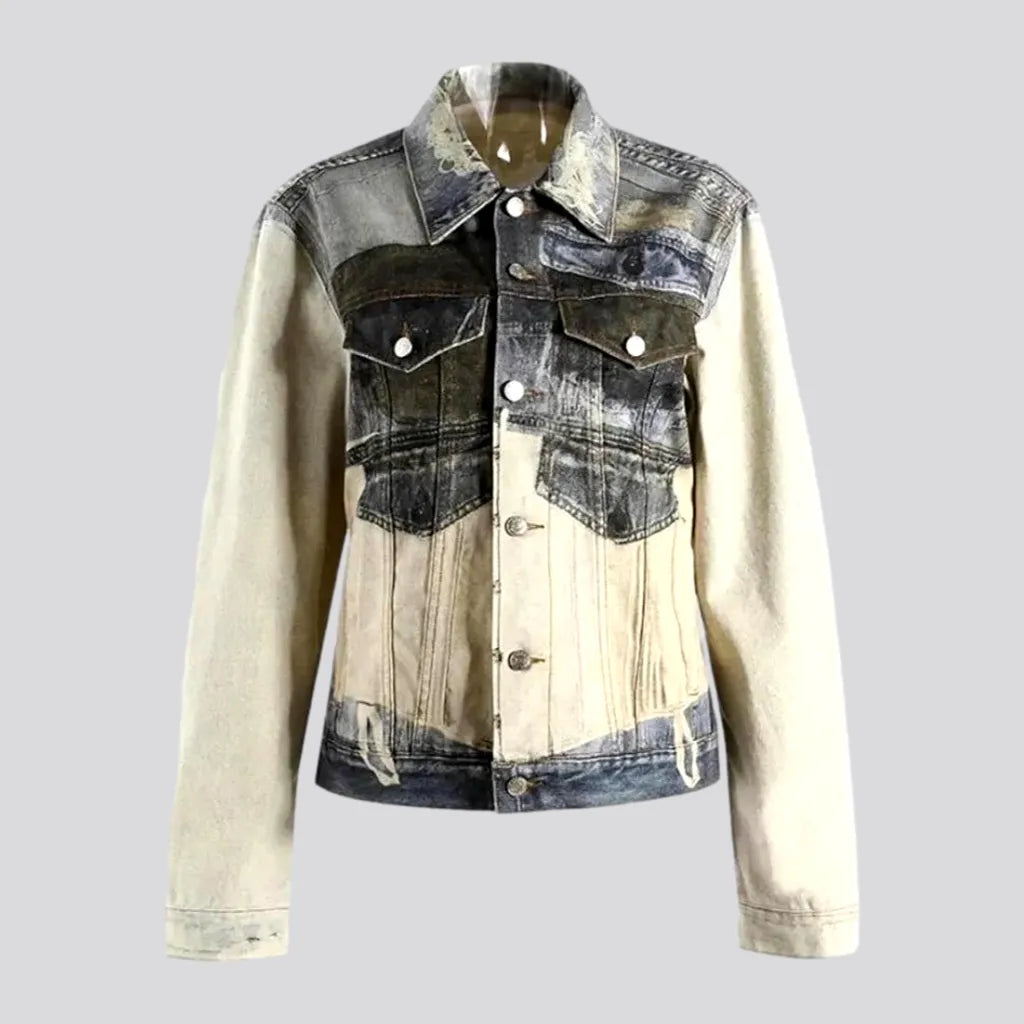 Fashionable oversized painted women's jean jacket