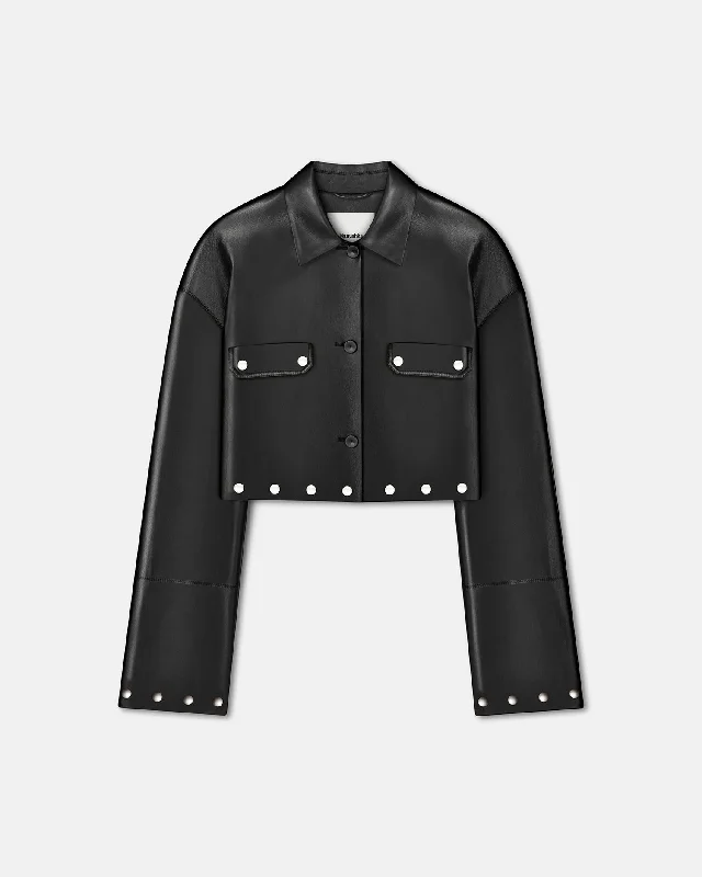 Women's Formal Clothes Kassie - Studded Okobor™ Alt-Leather Shirt - Black