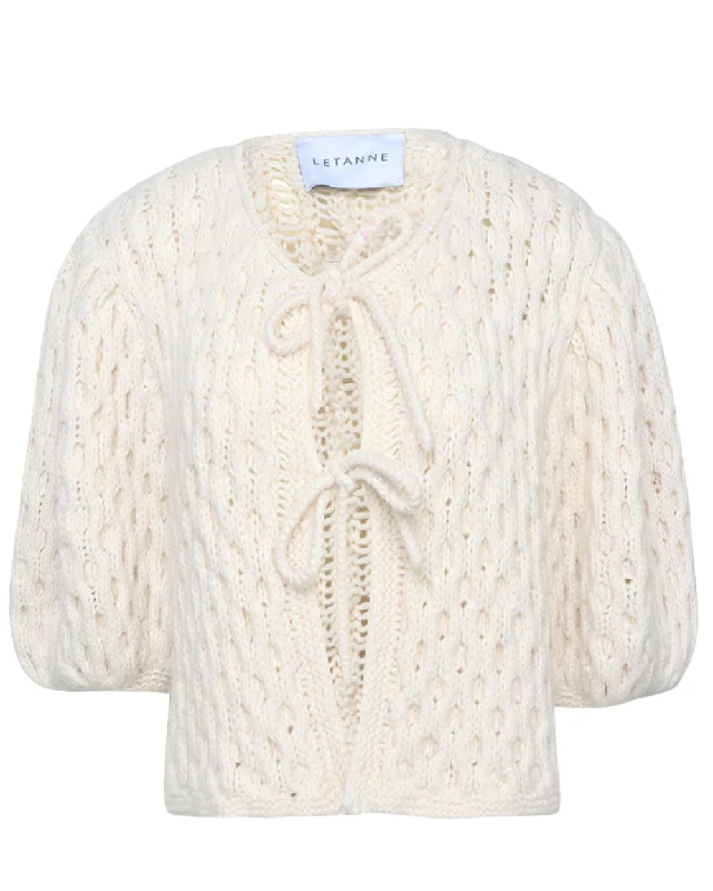 Women's Plus-Size Attire Cream Fiona Cashmere Cardigan