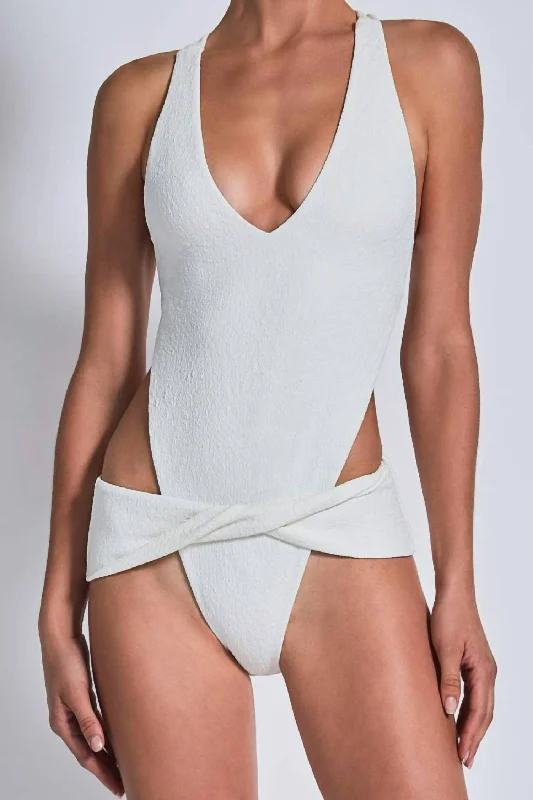 Plus Size Women's Fashion Cora Full Piece Swimsuit In Cream Crocodile
