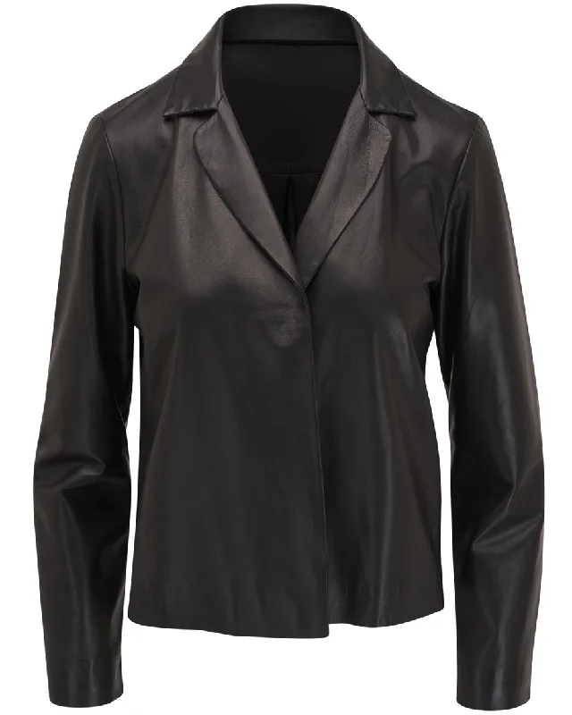 Women's Sports Apparel Black Leather Knack Jacket