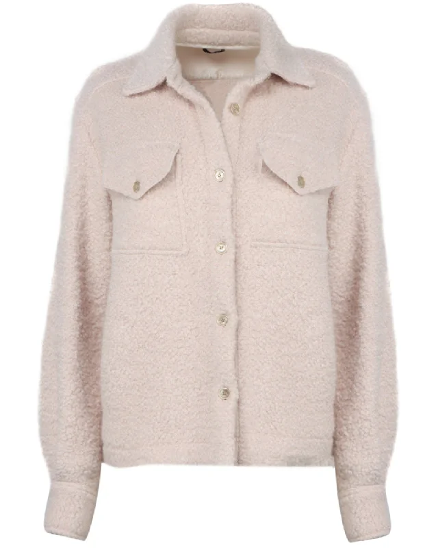 Women's Everyday Garments Rose Shearling Button Down Shirt Jacket
