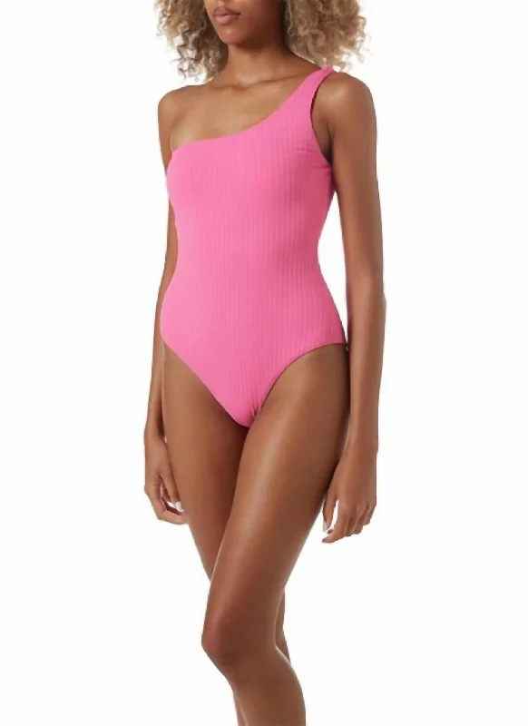 Palermo Ribbed Swimsuit In Hot Pink