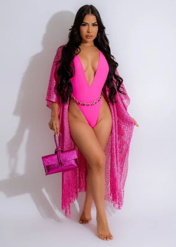 Affordable Women's Clothing Summer Moves Rhinestones Swimsuit Pink