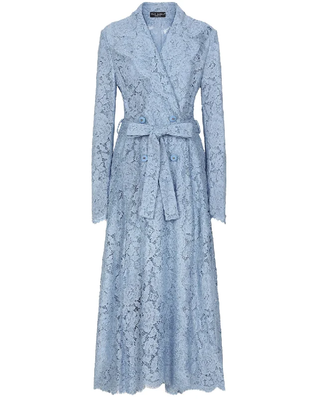 Women's Holiday Clothes Light Lilac Lace Trench Coat