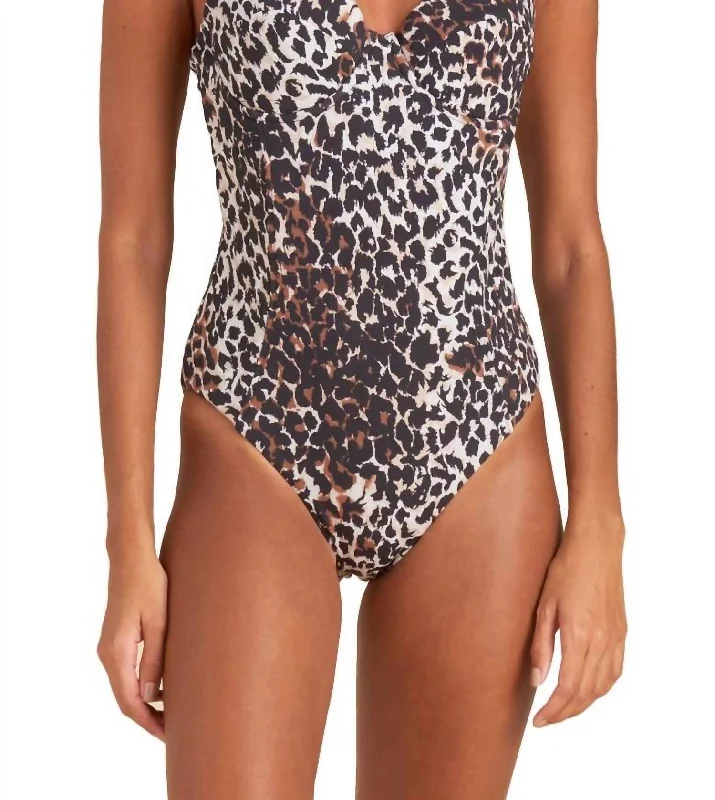 Bridge One-Piece Swimsuit In Brown Leopard