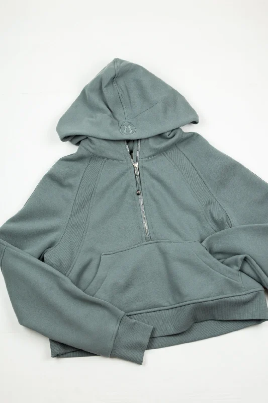 Best Online Boutiques For Women Scuba Oversized Half Zip Hoodie | Belgian Blue