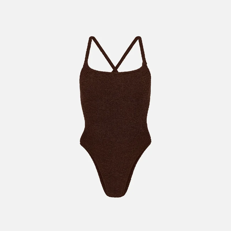 Women's Elegant Outfit Hunza G Bette One Piece - Metallic Chocolate