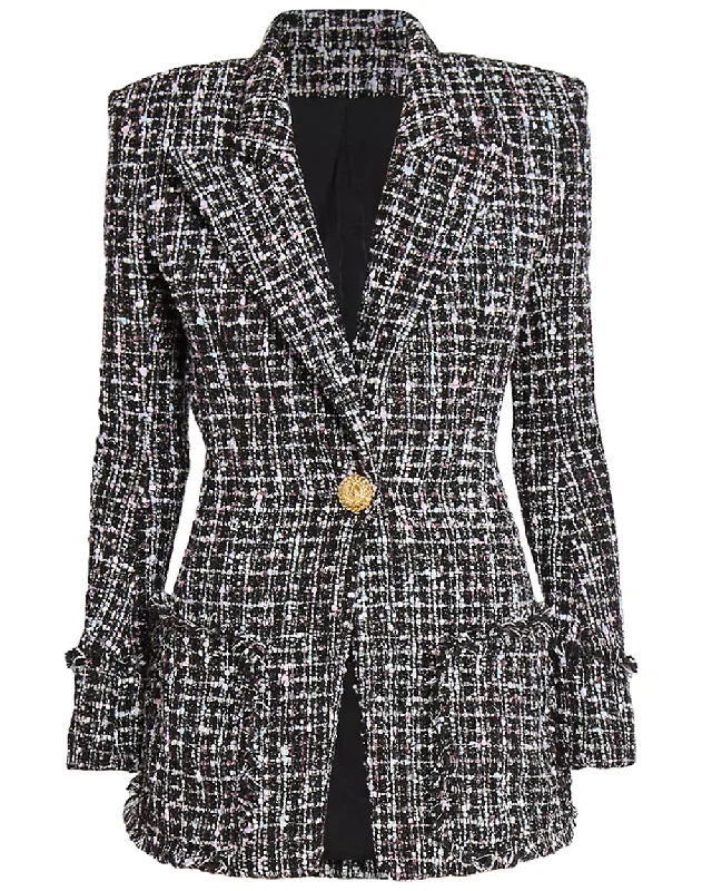 Exclusive Online Sale Noir Tweed Single Button Jacket