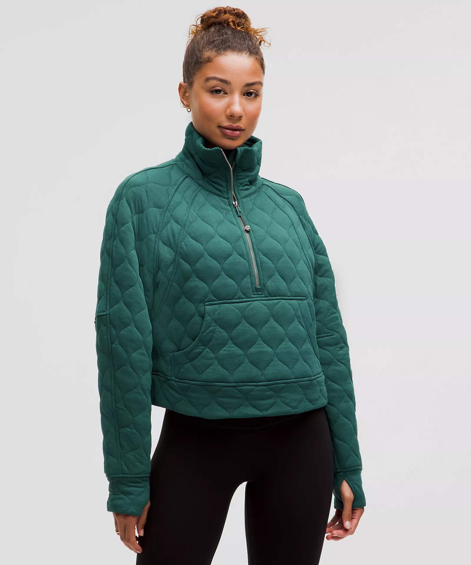 Holiday Discount Scuba Oversized Quilted Half Zip | Storm Teal