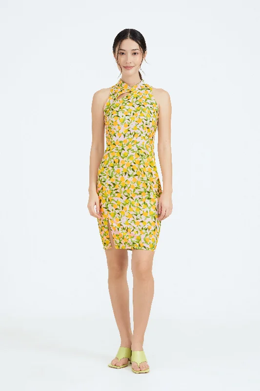Exclusive Fashion Deals [Custom Print] Signature Cheongsam in Marigold Print