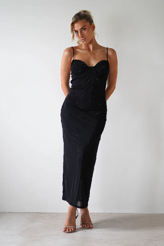 Amazing Prices On The Styles You Love Izara Stretchy Bodycon Diamante Midaxi | Black