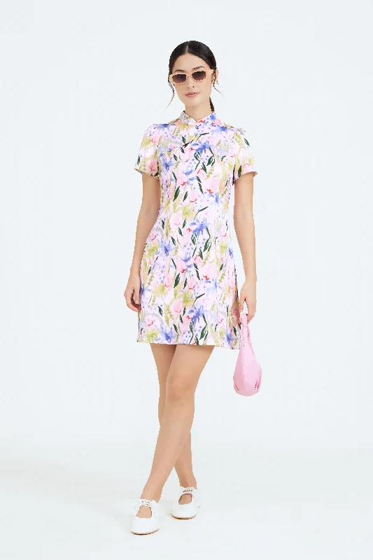 Don't Wait – Shop The Best Deals Now Sleeved Cheongsam in Tulip Print