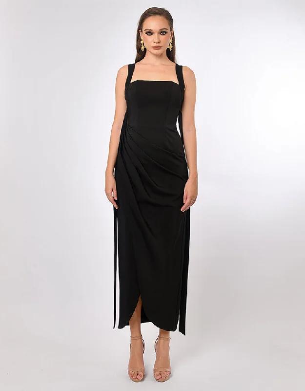 Timeless Elegance Redefined EMILYA OPEN BACK HALTER MIDAXI BL70D14L