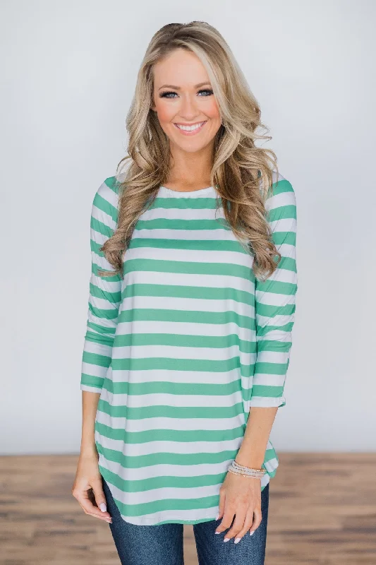 Step Ahead, Lead The Trend Comes Naturally Striped Top ~ Mint