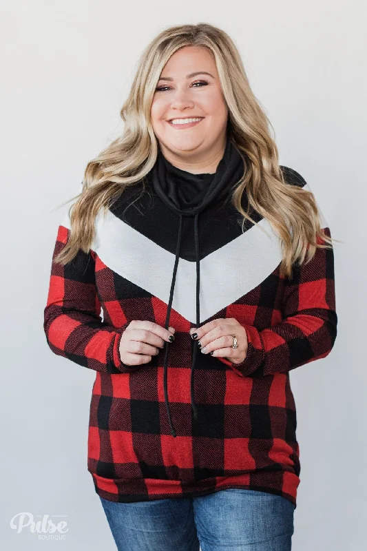 Unbeatable Prices On Best-Selling Items Buffalo Plaid Chevron Cowl Neck Top