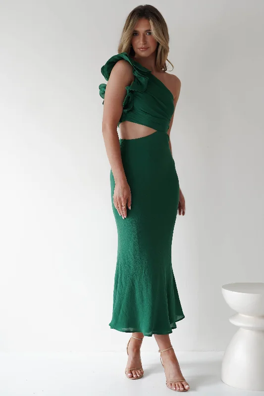Special Holiday Sale – Limited Stock Logen Ruffle Sleeve Midaxi | Forest Green
