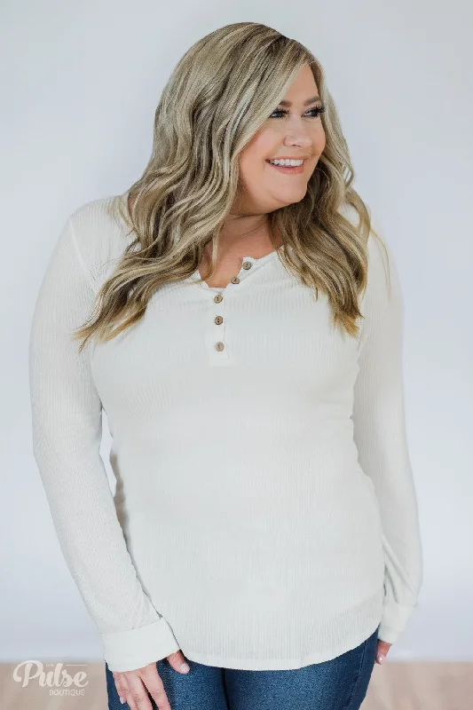 Flash Sale Happening Now – Act Fast Need You Now 5-Button Henley Top- White