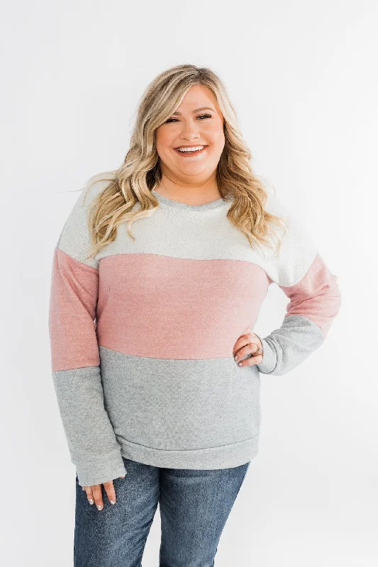 Refresh Your Wardrobe For Less This Weekend Living The Dream Color Block Top- Dusty Pink & Grey