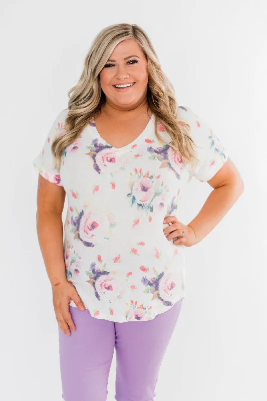 Flash Sale Happening Now – Act Fast Make It Special Floral V-Neck Top- White