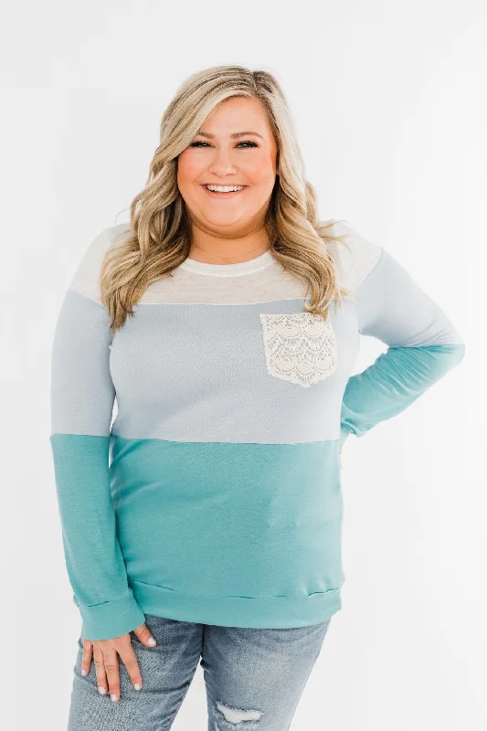 Top Brand Discounts Day Dreamer Color Block Top- Blue Tones