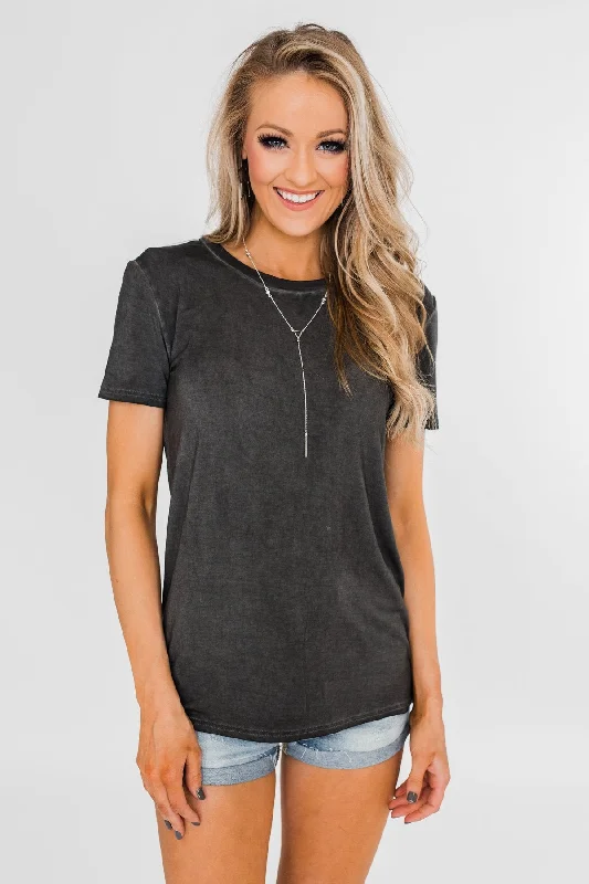 Cool Prices Vintage Beauty Short Sleeve Top- Charcoal
