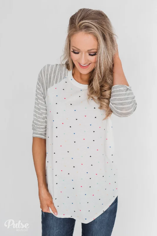 Super Savings Weekend Event Million Reasons To Love Striped Sleeve Top- Heather Grey Super Savings Weekend Event Million Reasons To Love Striped Sleeve Top- Heather Grey