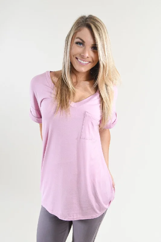 Polished Style Deals Light Purple Essential V-Neck Top