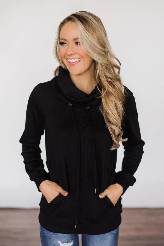 Shop Sale Items Solid Black Cowl Neck Top