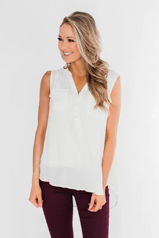 Fashion Forward, Function First I Love Everything 3 Button Top- Ivory