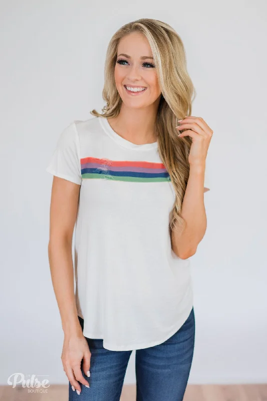 Limited Time Offers Distressed Rainbow Top