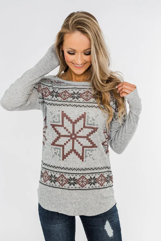 Popular Collection Winter Wonderland Thermal Top- Grey