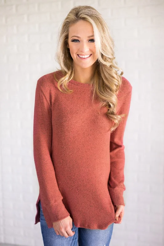 Hot Sale Cozy Up Top - Speckled Mauve