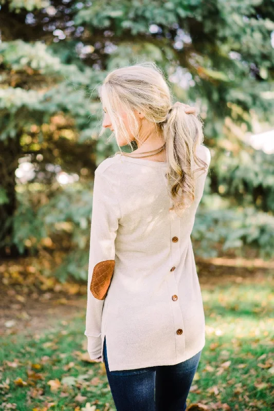 Sporty Fashion Offers Oatmeal Button Down Tunic Top