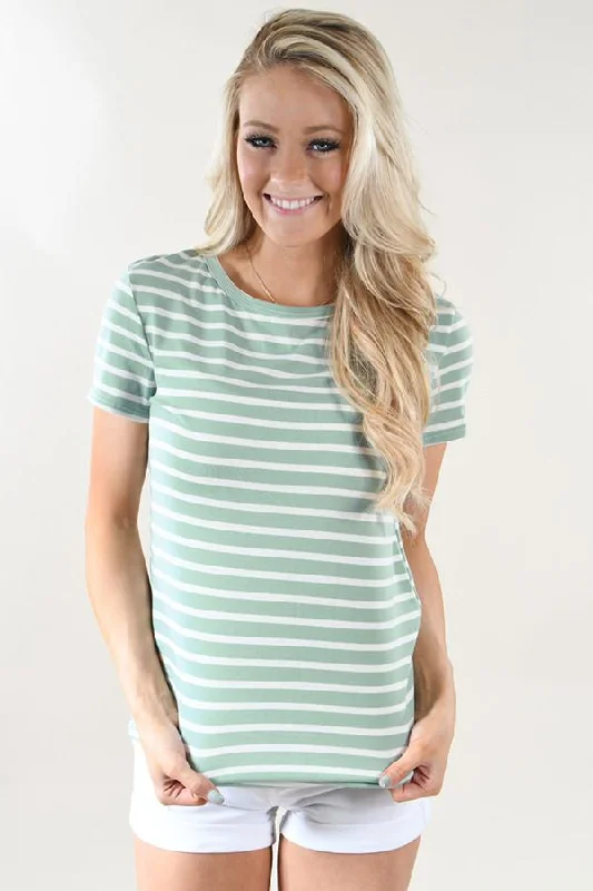 Hot Brand Discounts Beach Life Striped Top ~ Mint