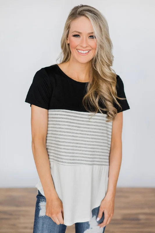 Enjoy Discount Timeless Beauty Black Colorblock Top