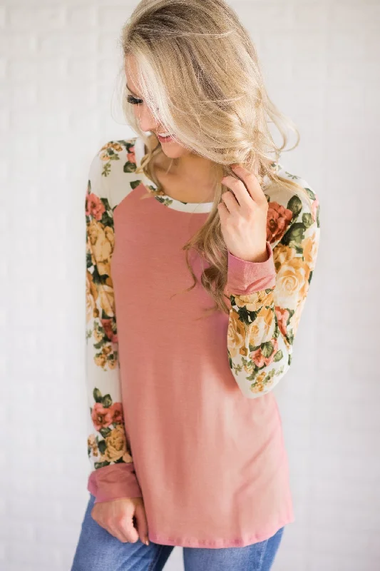 Limited Stock The One for Me Floral Sleeve Pink Top