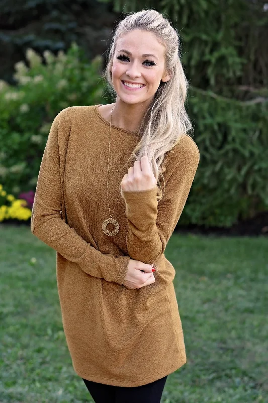Dive Into Trendy Styles Fall Feels Harvest Gold Tunic Top