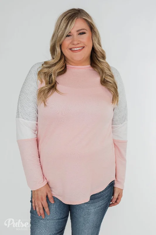 Fashion Sale Leave it to Me Color Block Sleeve Top- Pink