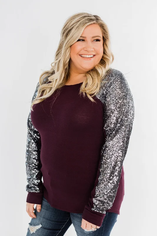 Huge Price Cuts On Your Must-Haves Caught My Eye Sequin Top- Plum
