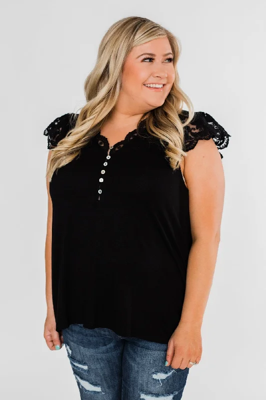 Exclusive Deals For This Week Only All I've Ever Needed Lace Top- Black