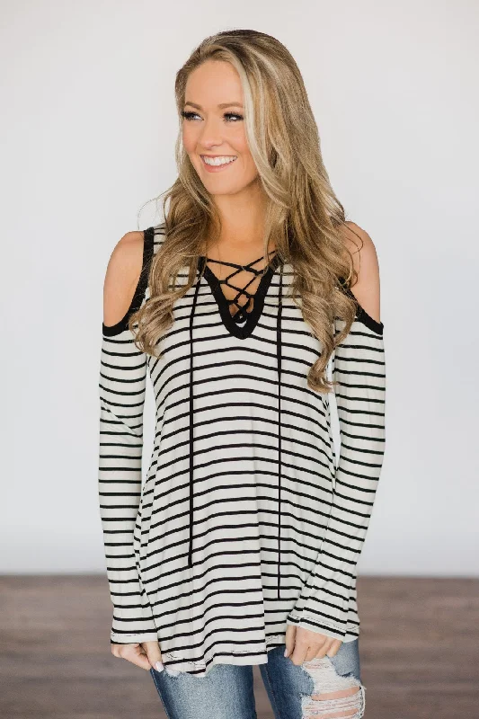 Best Deals Of The Season Tied Up Over You Long Sleeve Striped Top