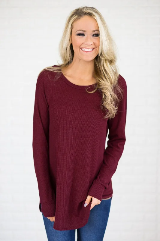 Shop Smarter With These Special Offers Long Thermal Tunic Top - Burgundy