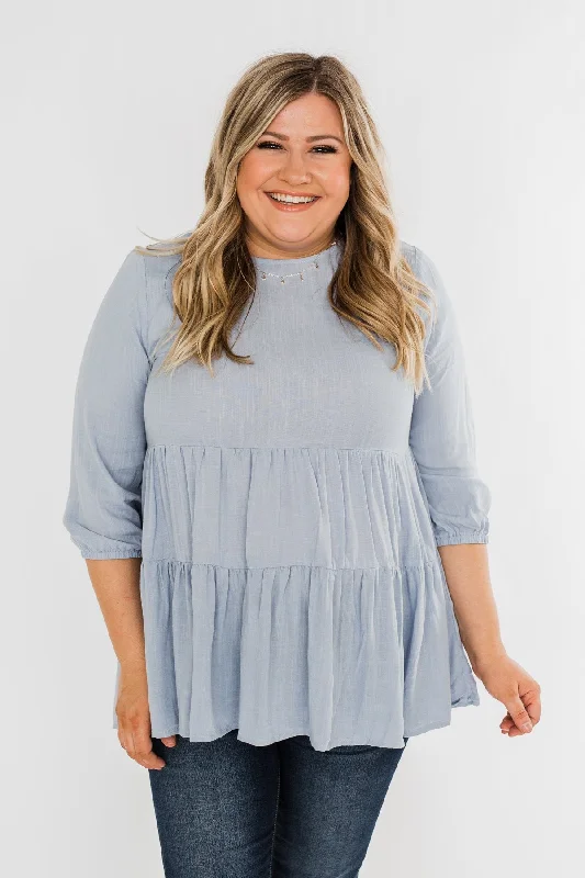 Final Sale Ruffle Babydoll Chambray Top