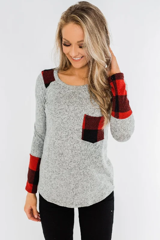 Exclusive Deals You Can't Resist Matters To Me Pocket Top- Heather Grey