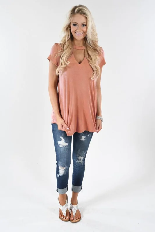 Style Without Limits Apricot Choker Top